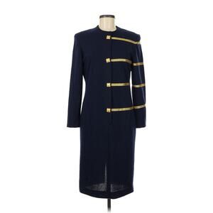 VTG Caron Long Sleeve Midi Gold Stripe Button Dress 6